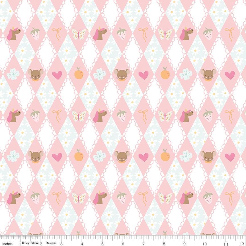 Little Posies 5" Stacker, Riley Blake 5-18320-42, 5" Precut Pastel Pink Blue Yellow Floral Quilt Fabric Squares, Cayla Naylor Design