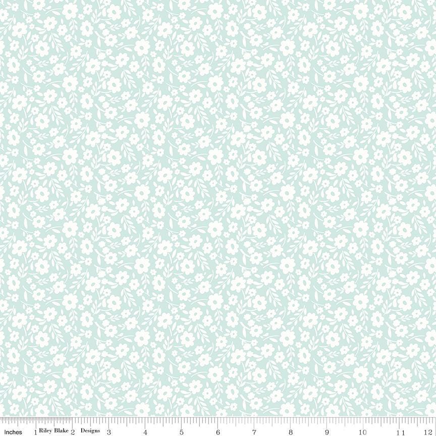 Little Posies 5" Stacker, Riley Blake 5-18320-42, 5" Precut Pastel Pink Blue Yellow Floral Quilt Fabric Squares, Cayla Naylor Design