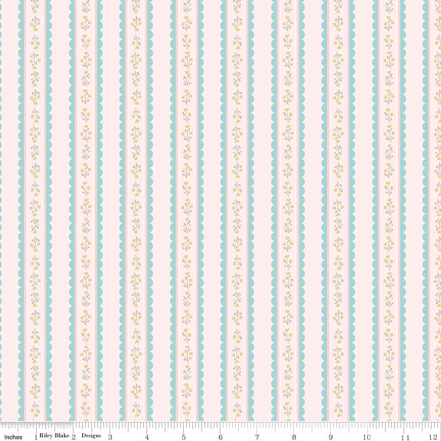 Little Posies 5" Stacker, Riley Blake 5-18320-42, 5" Precut Pastel Pink Blue Yellow Floral Quilt Fabric Squares, Cayla Naylor Design