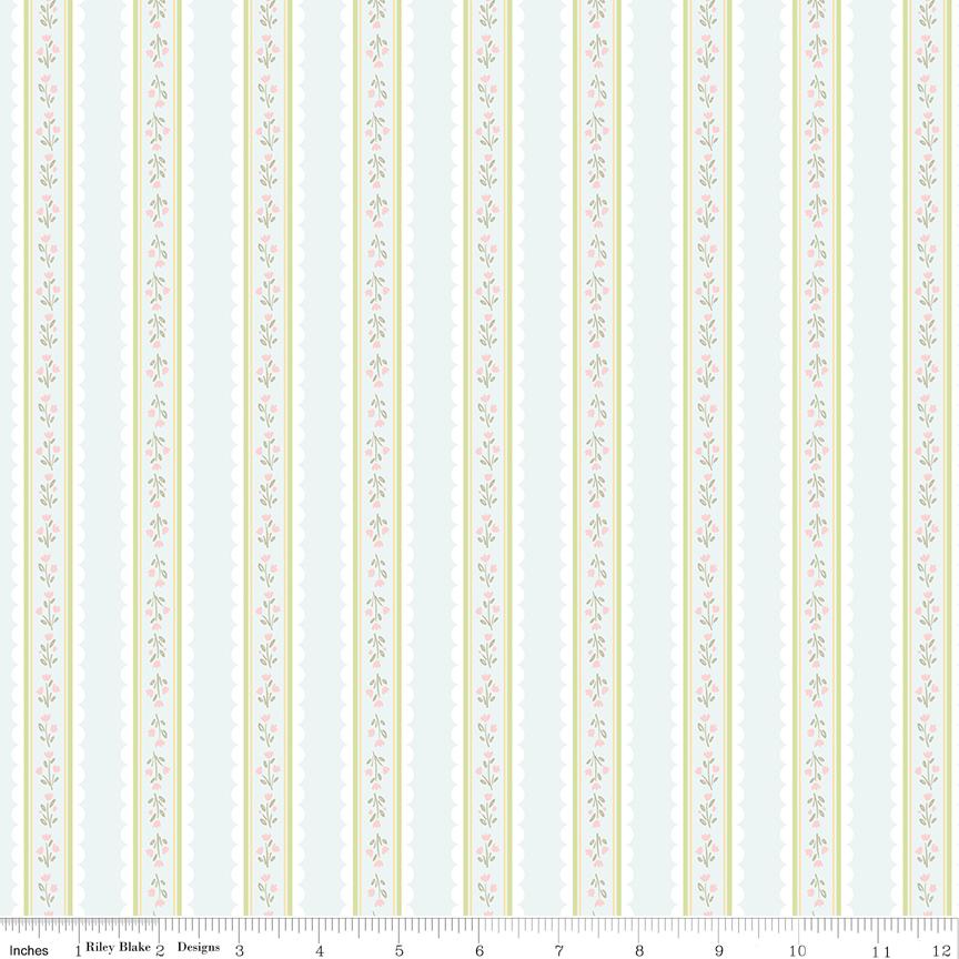 Little Posies 5" Stacker, Riley Blake 5-18320-42, 5" Precut Pastel Pink Blue Yellow Floral Quilt Fabric Squares, Cayla Naylor Design