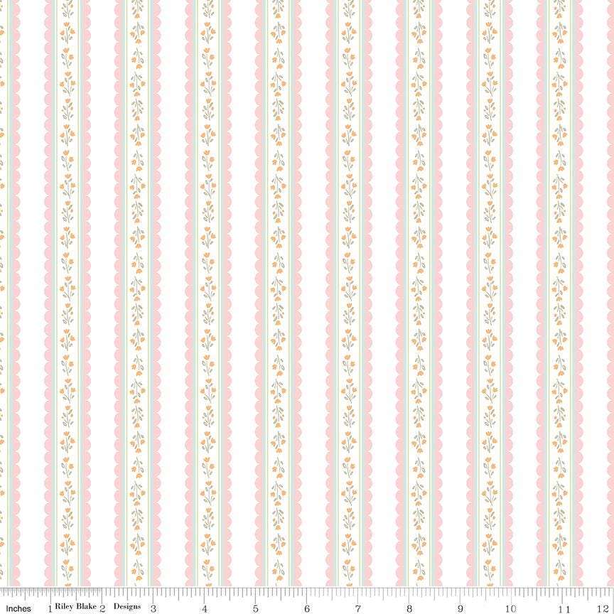 Little Posies 5" Stacker, Riley Blake 5-18320-42, 5" Precut Pastel Pink Blue Yellow Floral Quilt Fabric Squares, Cayla Naylor Design