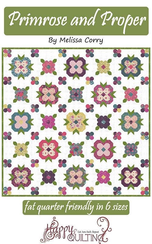Primrose and Proper Quilt Pattern, Happy Quilting HQ143, Fat Quarter FQ Friendly Baby Lap Picnic Twin Queen Square Bed Quilt Pattern