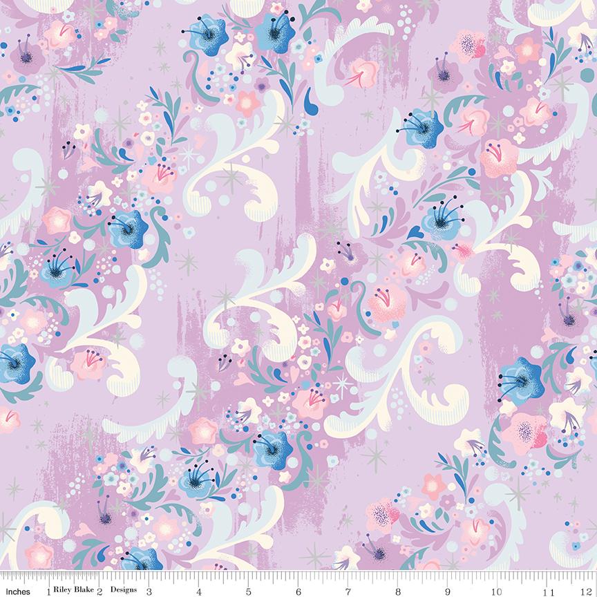 Wishes 5" Stacker, Riley Blake 5-18070-42, 5" Precut Pink Blue Mint Lavender Cinderella Fairy Tale Charm Pack Fabric Squares, Jill Howarth