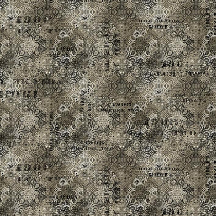 Abandoned - Faded Tile Taupe Gray Black Texture Fabric, Free Spirit PWTH129-NEUTRAL, Modern Contemporary Urban Cotton Fabric, Tim Holtz