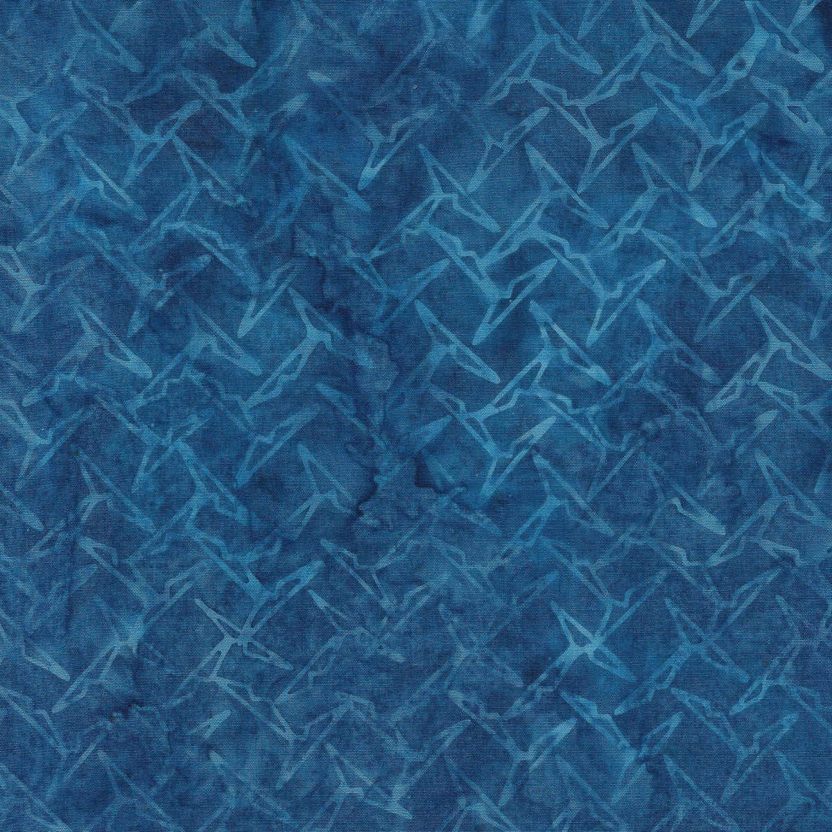 Jabberwocky - Light Blue Diamonds on Marine Blue Batik Fabric, Island Batik 822403575 Jabber Diamond, Blue Tonal Batik Fabric, By the Yard