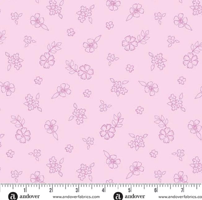 Sunset Cottage 5" Charm Pack, Andover 5-SUNS-42, 5" Precut Pink Blue Purple Yellow Orange Floral Fabric Charm Squares
