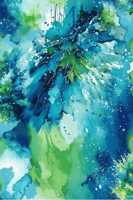 108" Watercolor Wonder - Blue Green Abstract Wide Quilt Back Fabric, Henry Glass 2228-76, Cotton Quilt Backing, City Art Studio, By the Yard