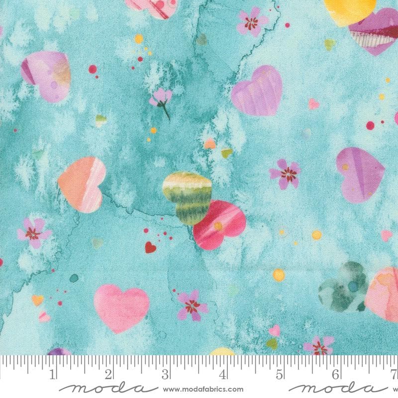 Fleur the Love 5" Charm Pack, Moda 39880PP, Precut 5" Watercolor Purple Teal Pink Floral Fabric Squares, Create Joy Project