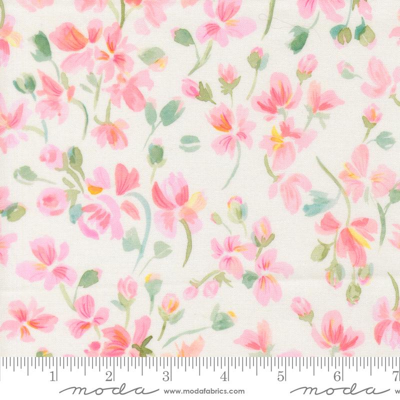 Fleur the Love 5" Charm Pack, Moda 39880PP, Precut 5" Watercolor Purple Teal Pink Floral Fabric Squares, Create Joy Project