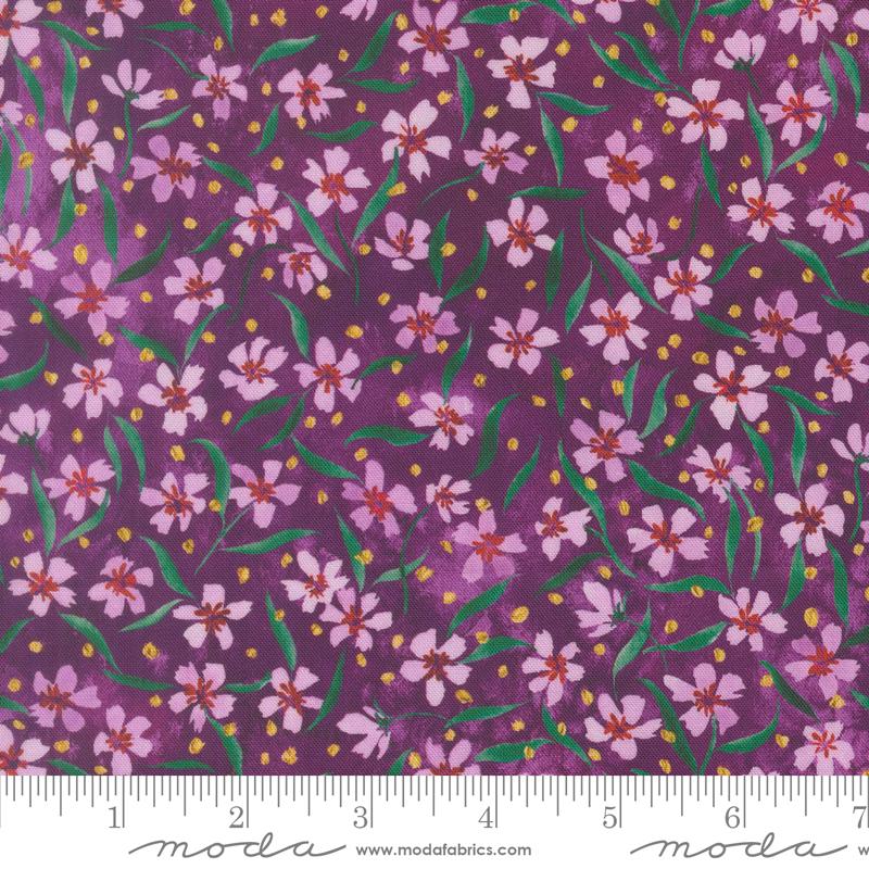 Fleur the Love 5" Charm Pack, Moda 39880PP, Precut 5" Watercolor Purple Teal Pink Floral Fabric Squares, Create Joy Project