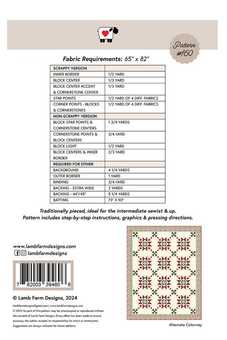 Berry Picking Quilt Pattern, Lamb Farm Designs LFD160, Yardage Friendly Stars Lap Throw Quilt Pattern