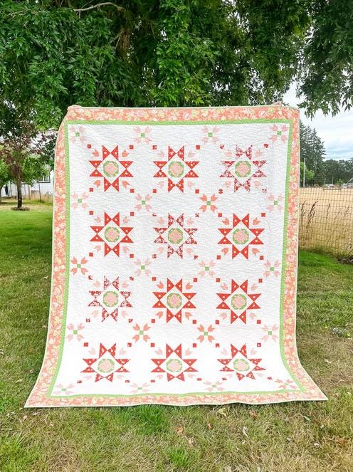 Berry Picking Quilt Pattern, Lamb Farm Designs LFD160, Yardage Friendly Stars Lap Throw Quilt Pattern