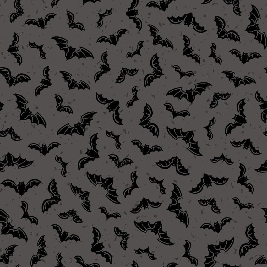 Goth Gardens 2.5" Strips, Maywood Studio ST-MASGOTH, 2.5" Precut Halloween Black Orange Gray White Pumpkins Skeletons Bats Fabric Strips