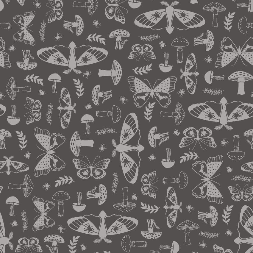Goth Gardens 2.5" Strips, Maywood Studio ST-MASGOTH, 2.5" Precut Halloween Black Orange Gray White Pumpkins Skeletons Bats Fabric Strips