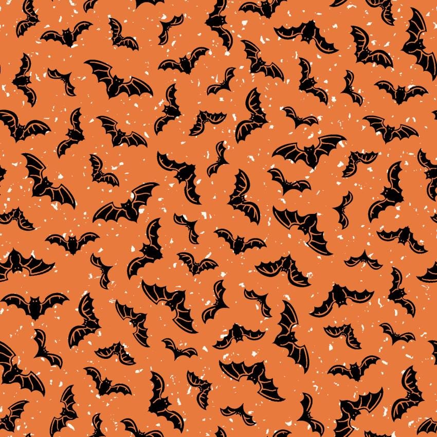 Goth Gardens 2.5" Strips, Maywood Studio ST-MASGOTH, 2.5" Precut Halloween Black Orange Gray White Pumpkins Skeletons Bats Fabric Strips