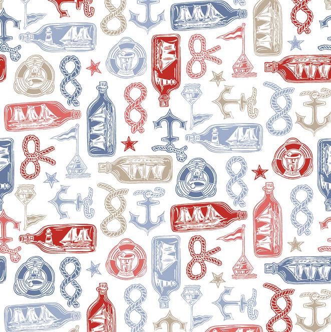 Regatta Days 5" Charm Pack, Maywood Studio CP-MASREDA, 5" Precut Red White Blue Tan Nautical Sailboats Quilt Fabric Squares