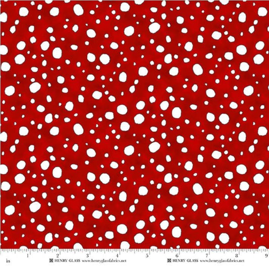 Snow Folks - Snowfall on Red Fabric, Henry Glass 2704-88, Red WhiteChristmas Xmas Snowballs Polka Dot Fabric, Barb Tourtillotte