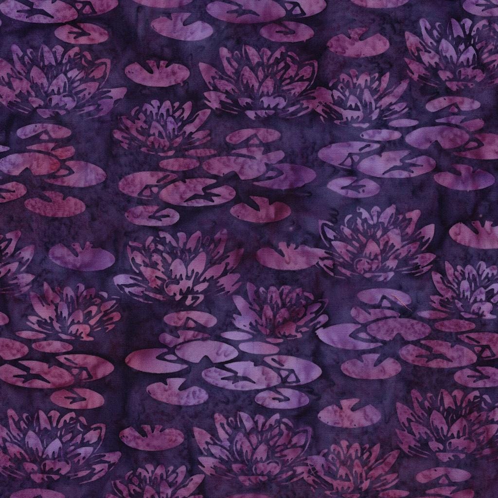 Lily Pad Lane 10" Stack, Island Batik, Precut 10" Purple Blue Pink Beige Floral Batik Layer Cake Fabric Squares