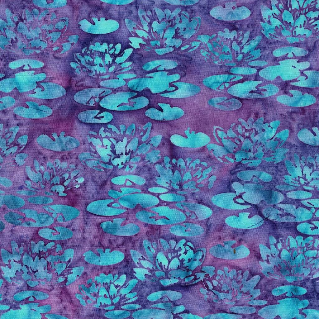 Lily Pad Lane 10" Stack, Island Batik, Precut 10" Purple Blue Pink Beige Floral Batik Layer Cake Fabric Squares