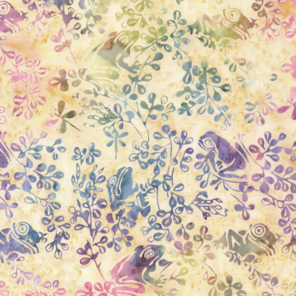 Lily Pad Lane 10" Stack, Island Batik, Precut 10" Purple Blue Pink Beige Floral Batik Layer Cake Fabric Squares