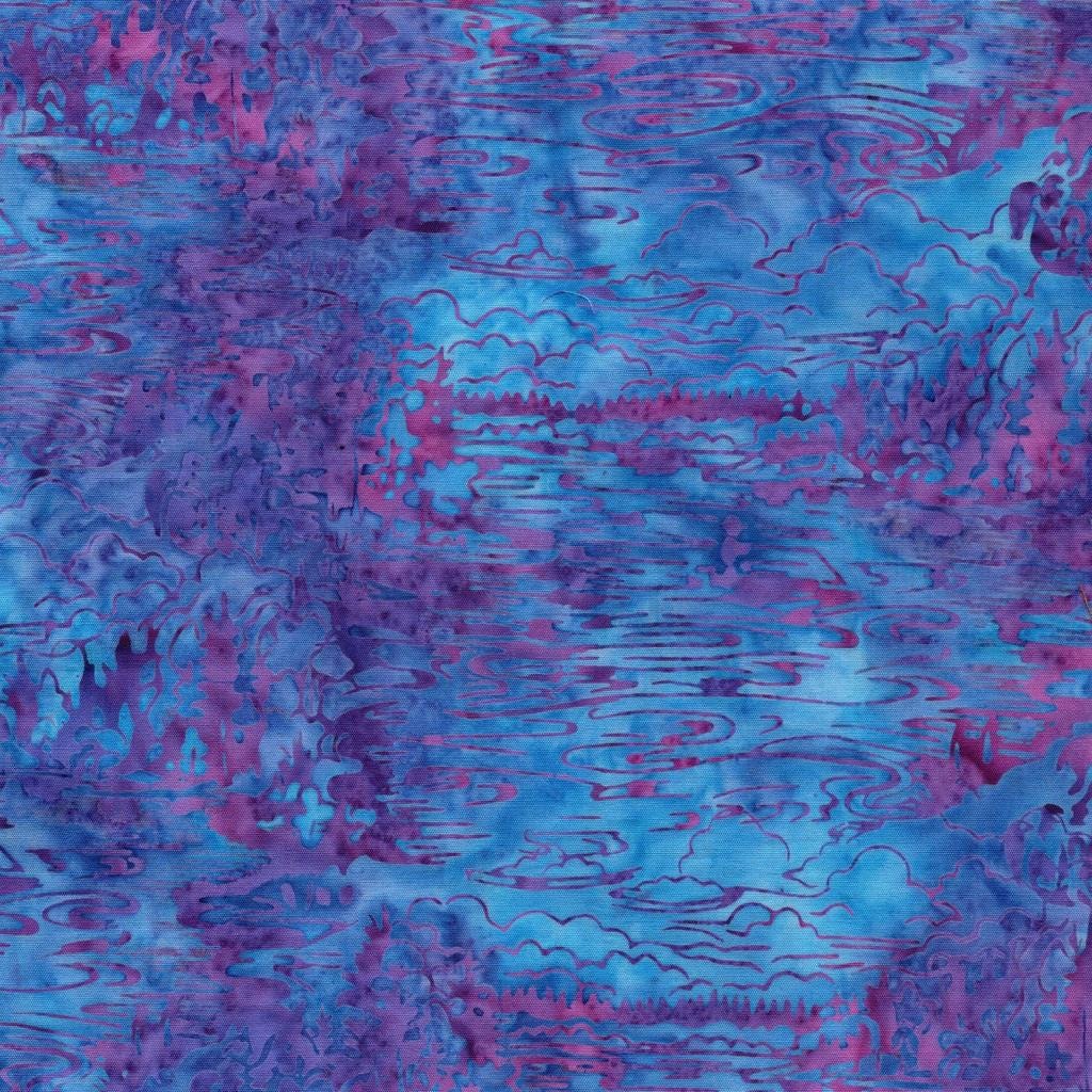 Lily Pad Lane 5" Stamp, Island Batik, 5" Precut Blue Pink Purple Beige Floral Batik Fabric Charm Pack Quilt Squares