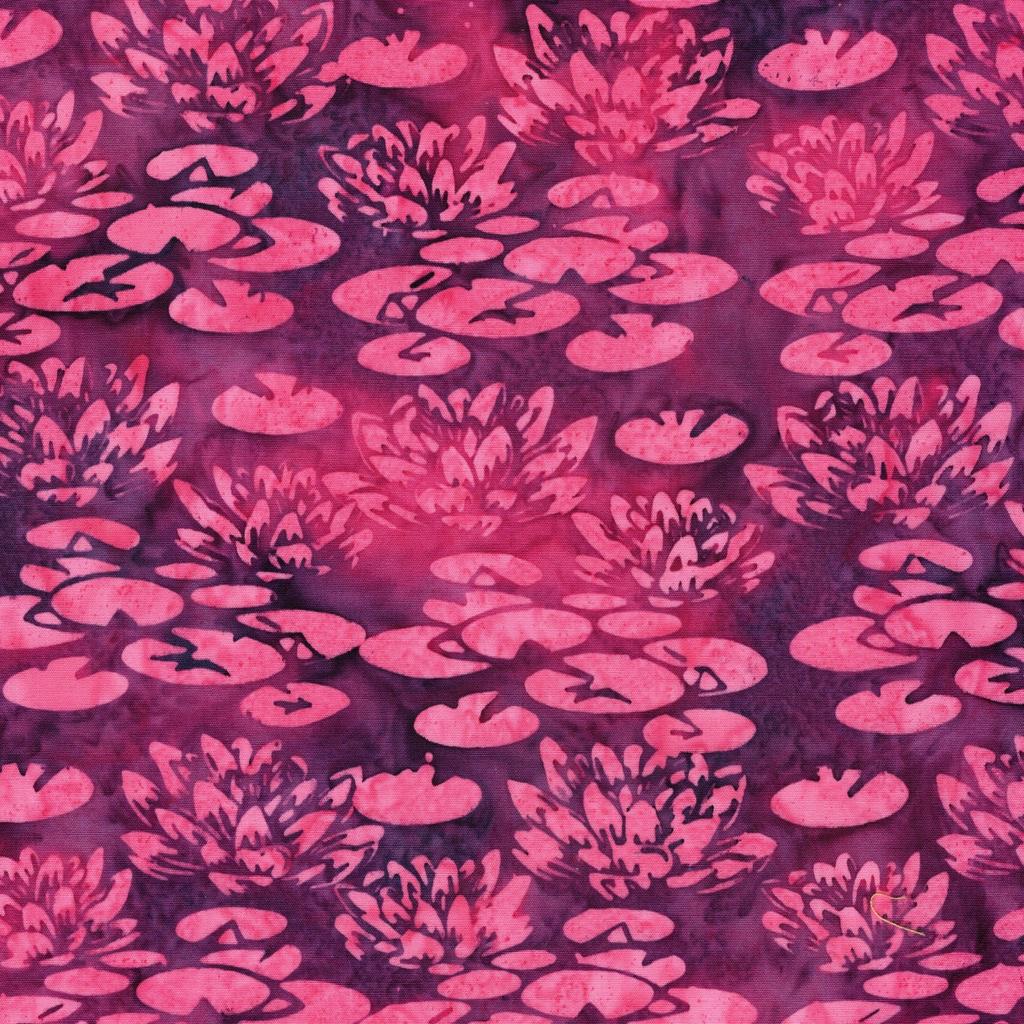 Lily Pad Lane 5" Stamp, Island Batik, 5" Precut Blue Pink Purple Beige Floral Batik Fabric Charm Pack Quilt Squares