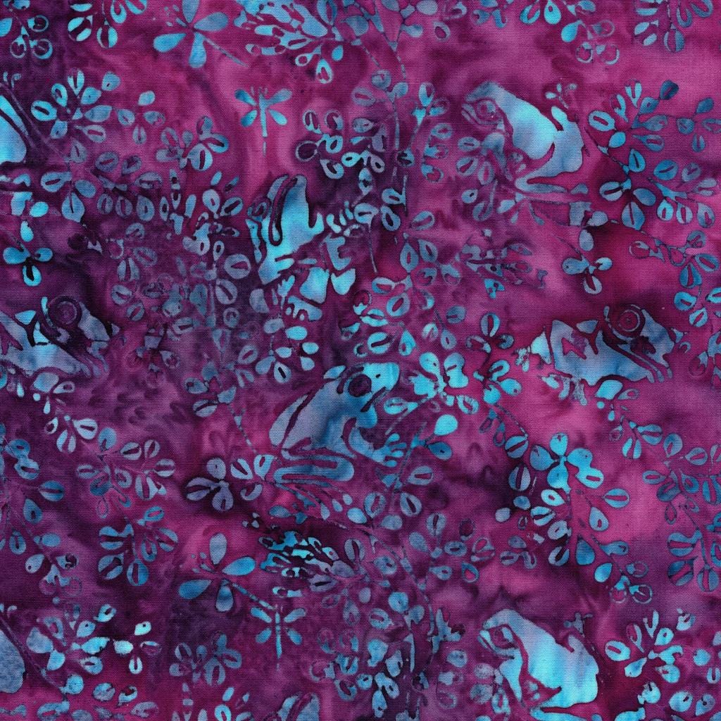 Lily Pad Lane 5" Stamp, Island Batik, 5" Precut Blue Pink Purple Beige Floral Batik Fabric Charm Pack Quilt Squares