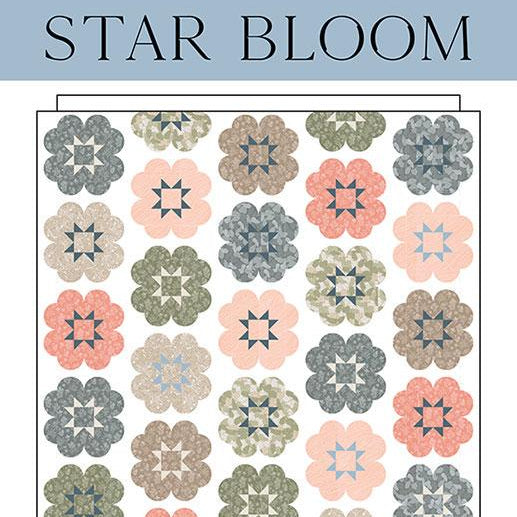 Star Bloom Quilt Pattern, Kiley's Quilt Room KQR120, Fat Quarter FQ Friendly Flower Throw Twin Bed Quilt Pattern
