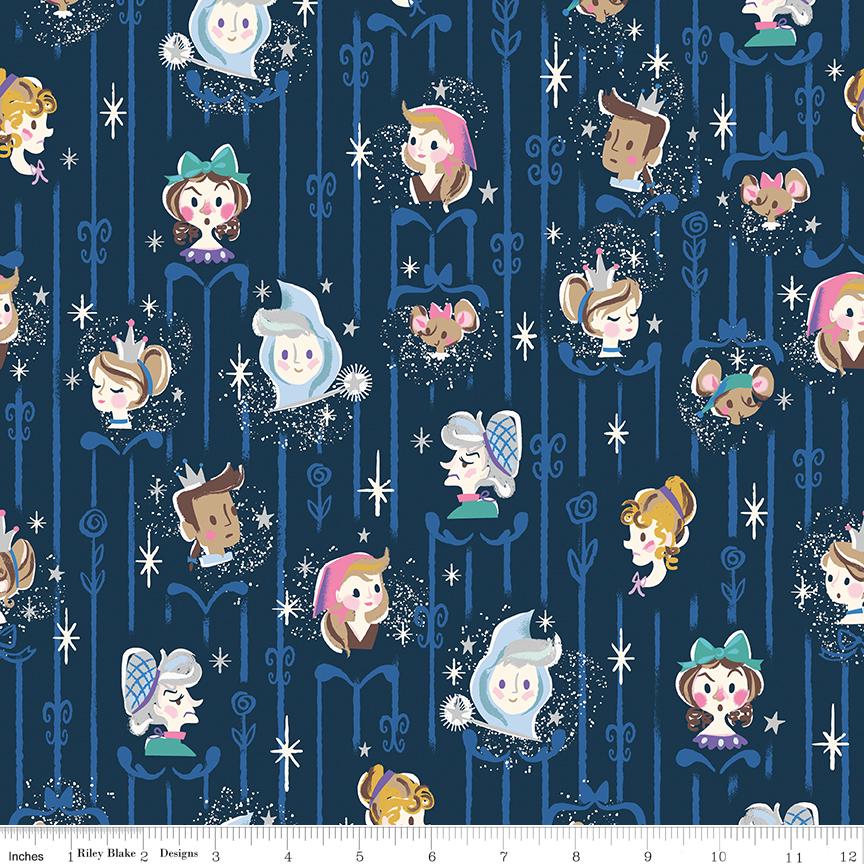 Wishes 5" Stacker, Riley Blake 5-18070-42, 5" Precut Pink Blue Mint Lavender Cinderella Fairy Tale Charm Pack Fabric Squares, Jill Howarth