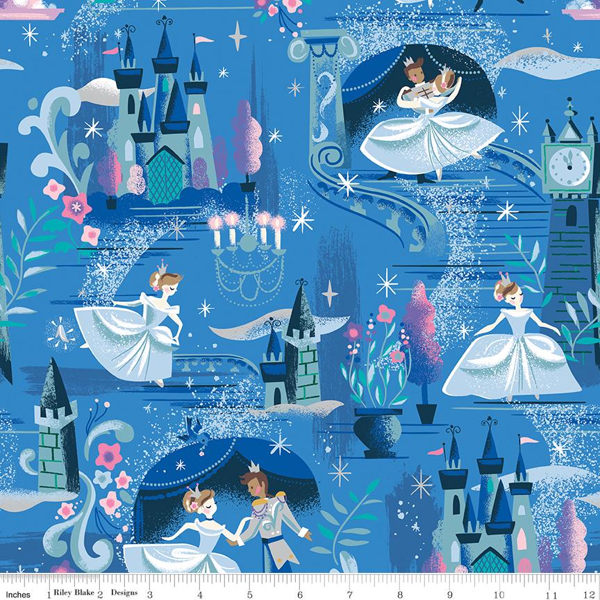 Wishes 5" Stacker, Riley Blake 5-18070-42, 5" Precut Pink Blue Mint Lavender Cinderella Fairy Tale Charm Pack Fabric Squares, Jill Howarth