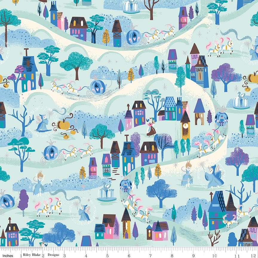 Wishes 5" Stacker, Riley Blake 5-18070-42, 5" Precut Pink Blue Mint Lavender Cinderella Fairy Tale Charm Pack Fabric Squares, Jill Howarth