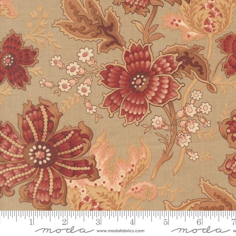 Le Jardin Rouge 10" Layer Cake, Moda 36150LC, 10" Precut Red Pink Beige Tan Green Cream Floral Layer Cake Fabric Squares, French General