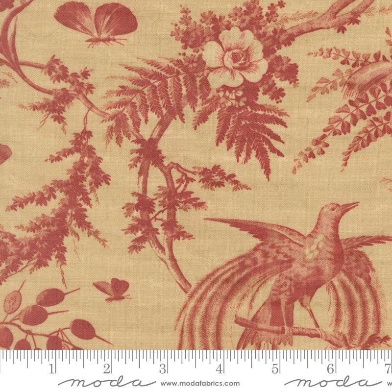 Le Jardin Rouge 10" Layer Cake, Moda 36150LC, 10" Precut Red Pink Beige Tan Green Cream Floral Layer Cake Fabric Squares, French General