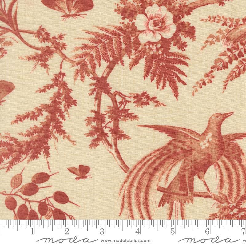 Le Jardin Rouge 5" Charm Pack, Moda 36150PP, 5" Precut Red Pink Beige Tan Green Cream Floral Charm Pack Fabric Squares, French General