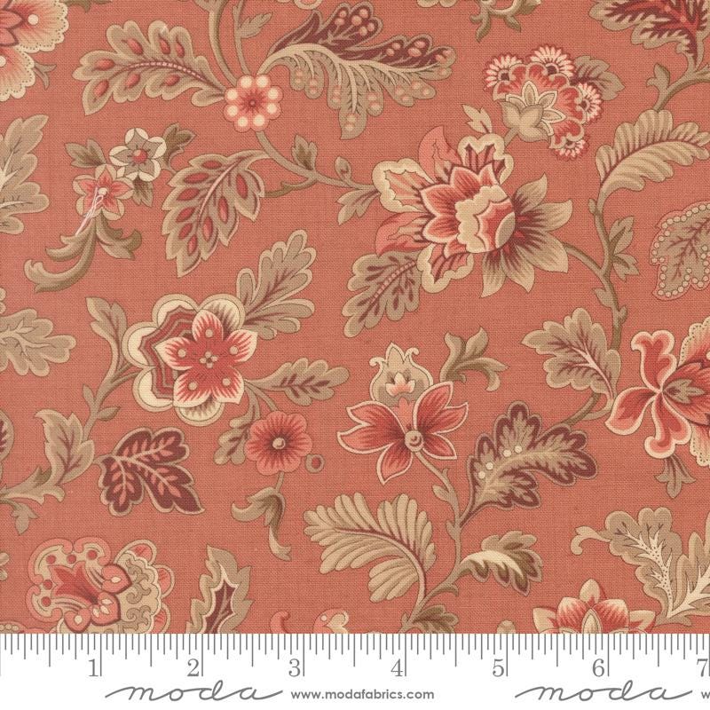 Le Jardin Rouge 10" Layer Cake, Moda 36150LC, 10" Precut Red Pink Beige Tan Green Cream Floral Layer Cake Fabric Squares, French General