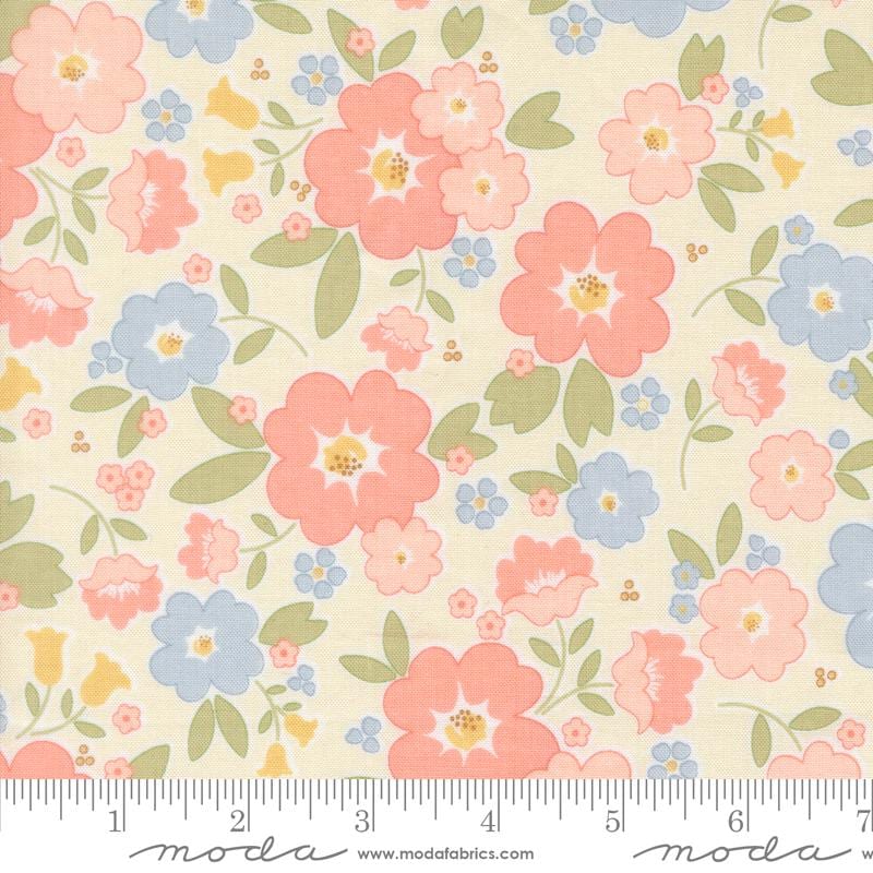 Handmade Sweetness Charm Pack, Moda 31790PP, 5" Precut Pink Green Blue Yellow Floral Charm Pack Fabric Squares, My Sew Quilty Life, Briggs