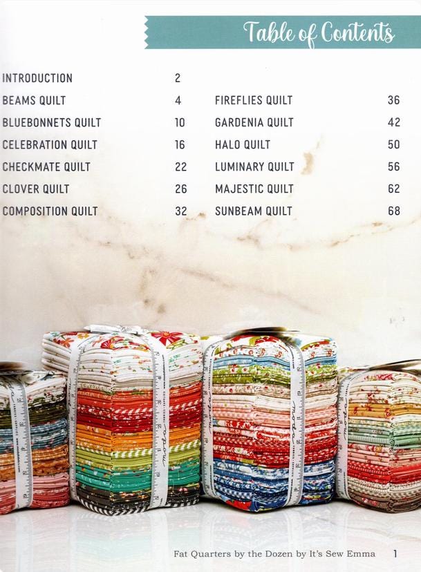 Fat Quarters by the Dozen Quilt Pattern Book, It's Sew Emma ISE963, 12 Quilt Projects