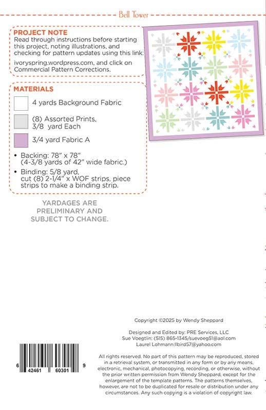 Presently Yours Quilt Pattern, Wendy Sheppard WS109, Yardage Friendly Stars Bows Square Throw Quilt Pattern