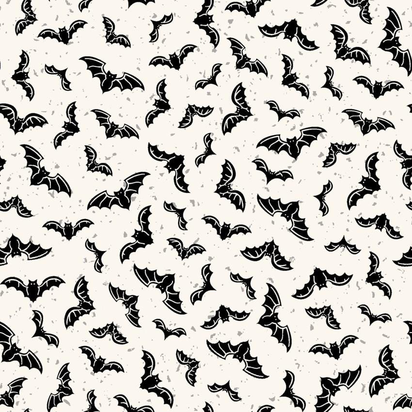 Goth Gardens 2.5" Strips, Maywood Studio ST-MASGOTH, 2.5" Precut Halloween Black Orange Gray White Pumpkins Skeletons Bats Fabric Strips