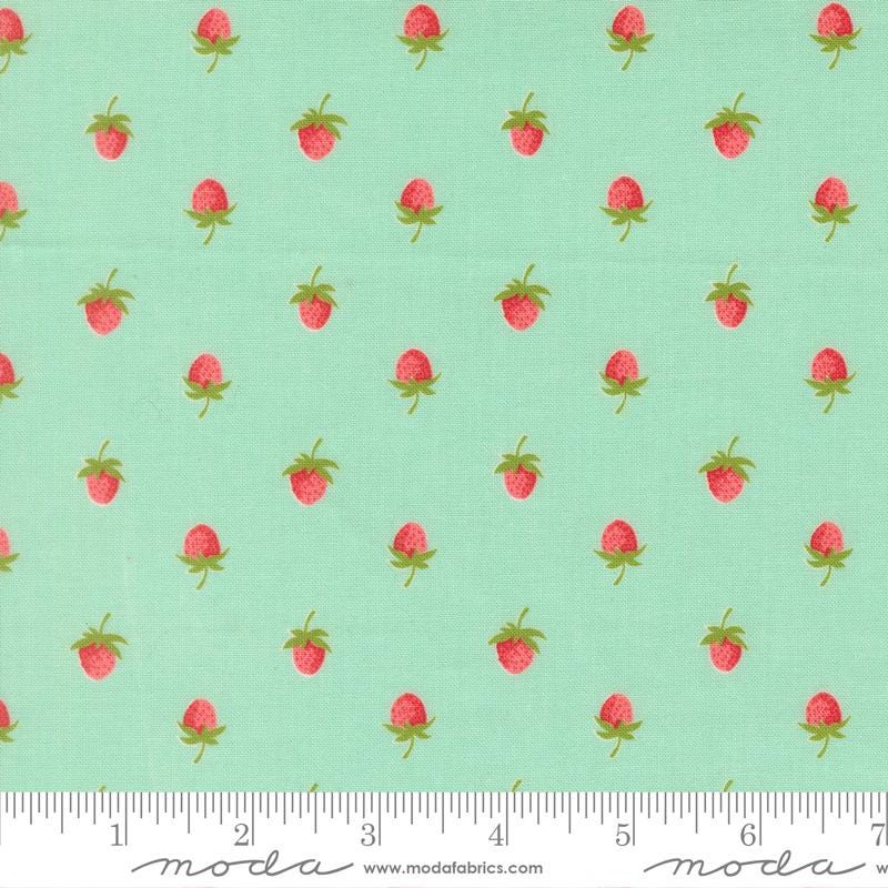Bloomsberry 5" Charm Pack, Moda 55350PP, 5" Precut Pink Blue Green Red Yellow Strawberry Floral Charm Pack Fabric Squares, Camille Roskelley