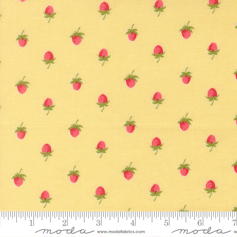 Bloomsberry 5" Charm Pack, Moda 55350PP, 5" Precut Pink Blue Green Red Yellow Strawberry Floral Charm Pack Fabric Squares, Camille Roskelley