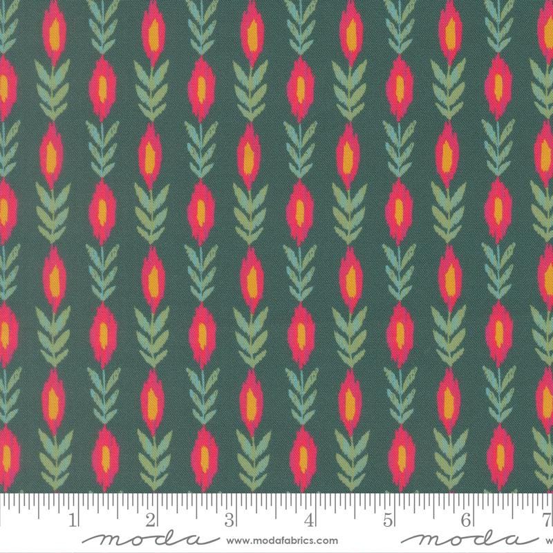 Sitara 5" Charm Pack, Moda 11980PP, Pink Teal Green Floral Charm Pack Fabric, 5" Precut Fabric Squares, Crystal Manning