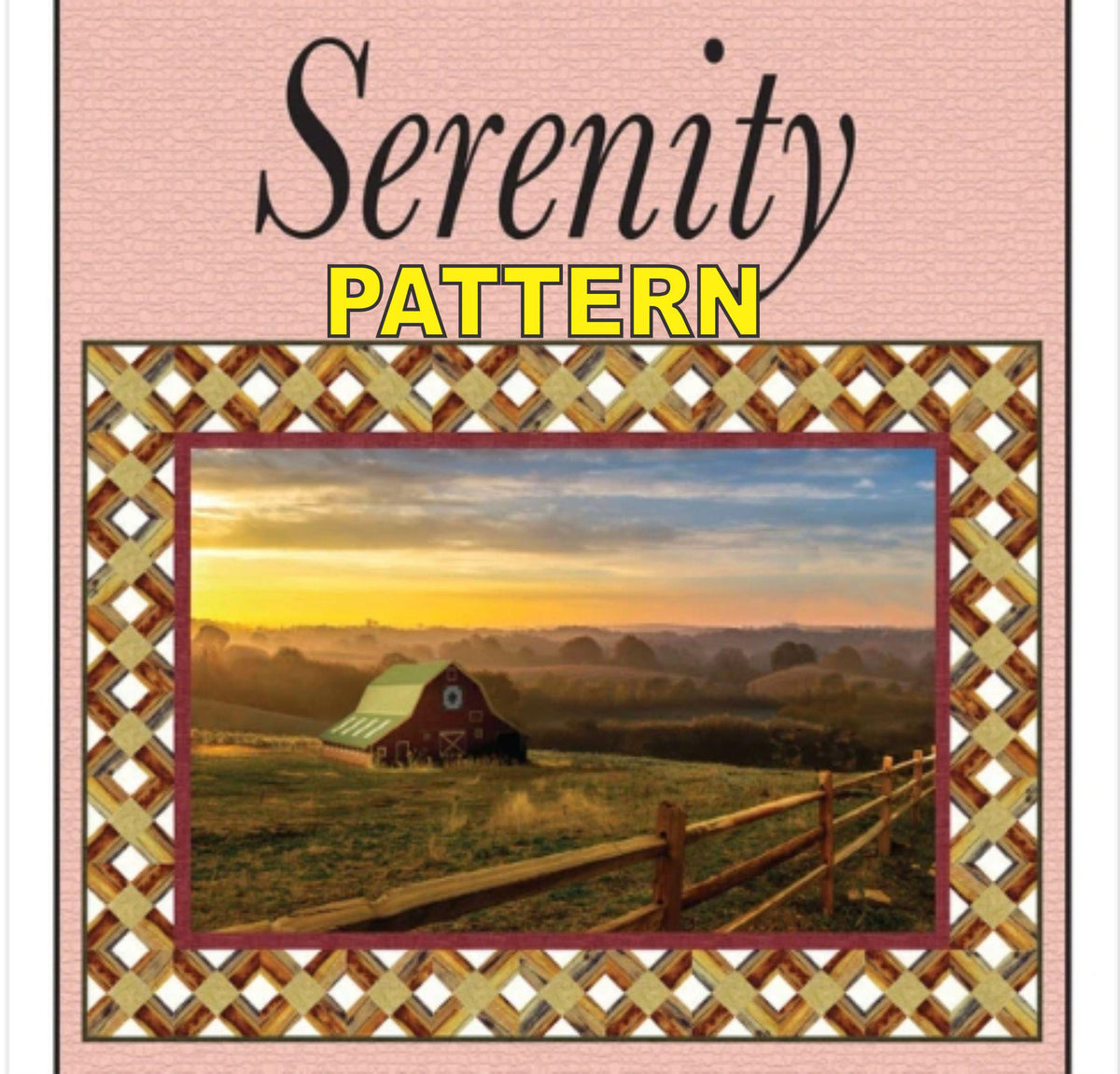 Serenity Horizontal Panel Frame Quilt Pattern, Quilted Garden Designs QGD238, Panel Friendly Lattice Frame Lap Throw Quilt Pattern, Belling