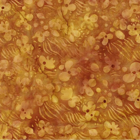 Bloom Grove - Brown Floral Batik Fabric, Island Batik 712524074 Floral Drift, Brown Tonal Texture Cotton Batik Blender Fabric, By the Yard
