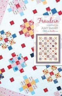 Fraulein Quilt Pattern, Diary of a Quilter DOQ1805, Layer Cake Jelly Roll Friendly Granny Squares Crib Throw Bed Quilt Pattern, Amy Smart