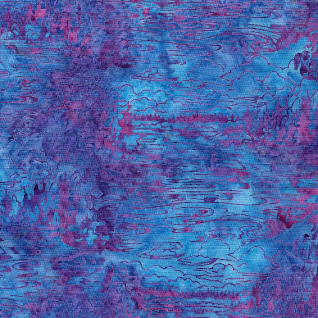Lily Pad Lane 10" Stack, Island Batik, Precut 10" Purple Blue Pink Beige Floral Batik Layer Cake Fabric Squares