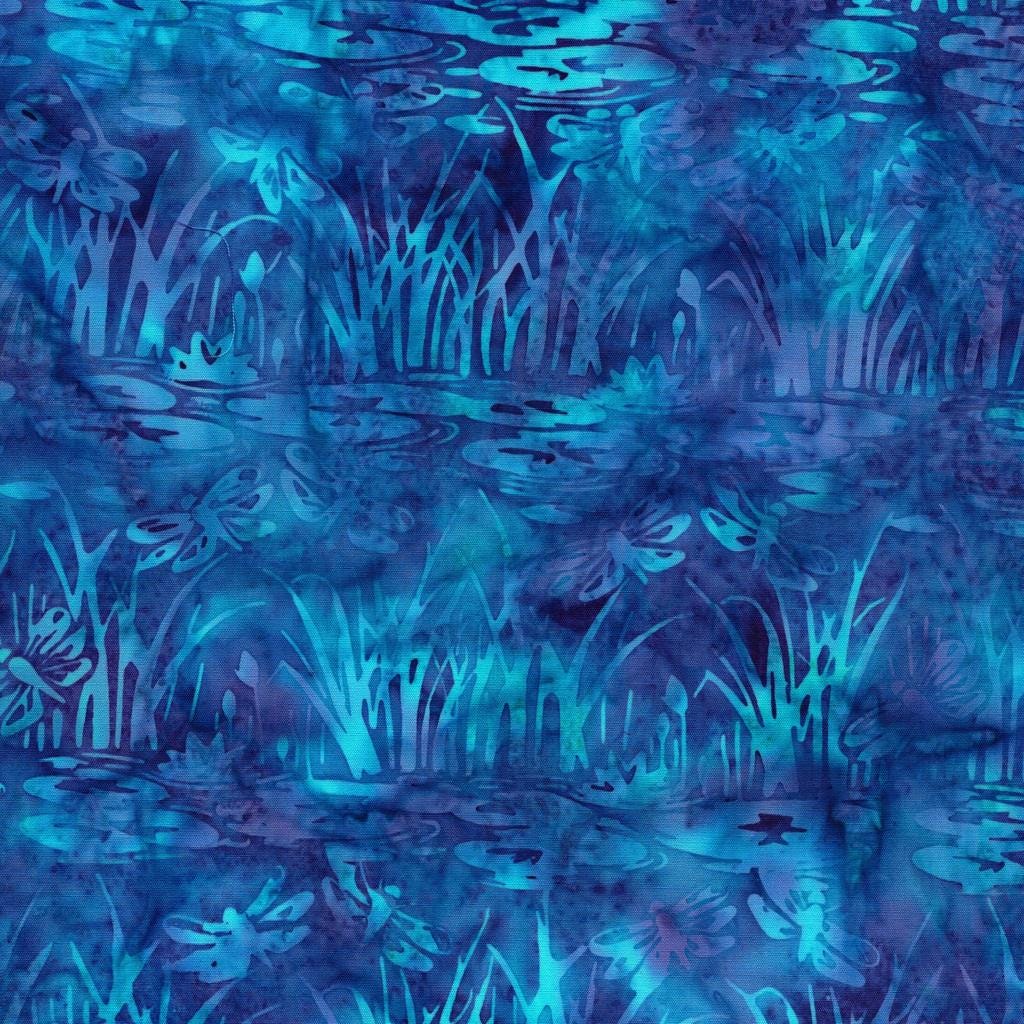Lily Pad Lane 5" Stamp, Island Batik, 5" Precut Blue Pink Purple Beige Floral Batik Fabric Charm Pack Quilt Squares