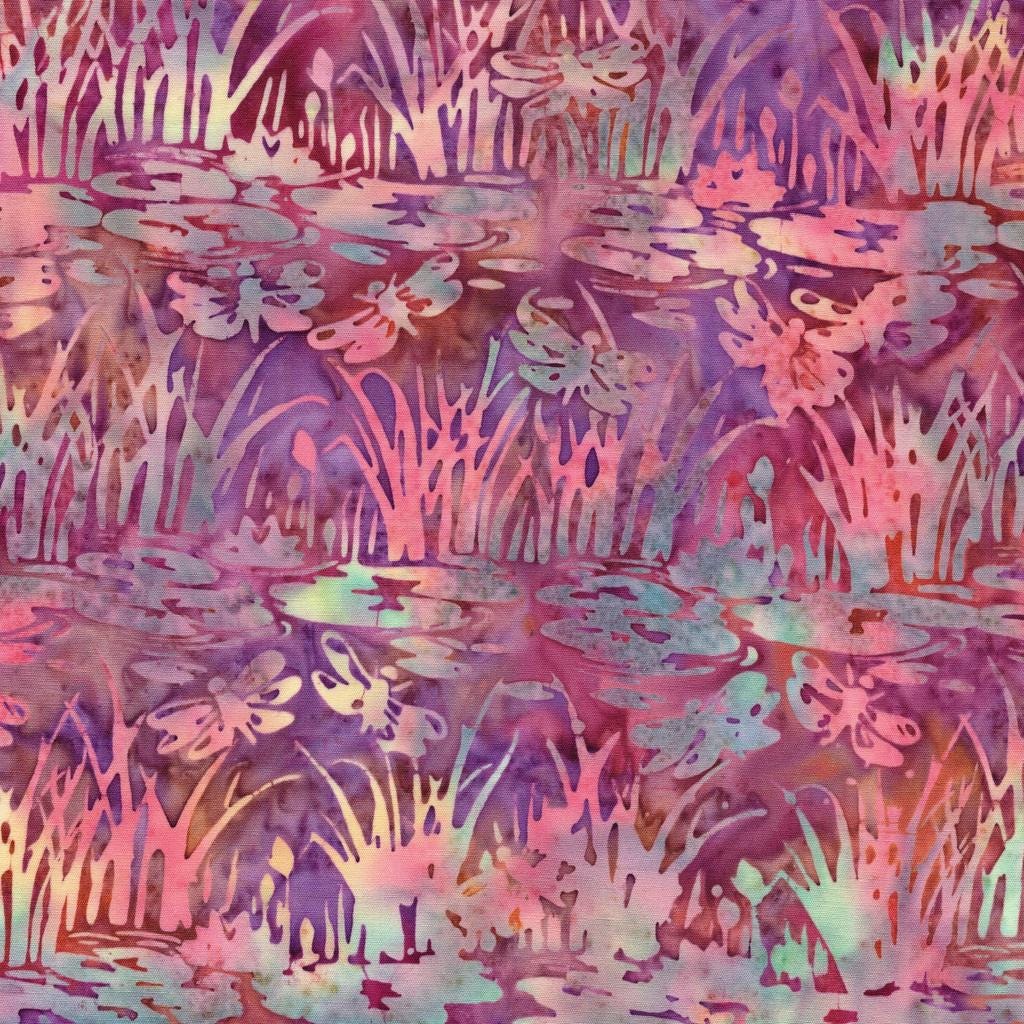 Lily Pad Lane 5" Stamp, Island Batik, 5" Precut Blue Pink Purple Beige Floral Batik Fabric Charm Pack Quilt Squares