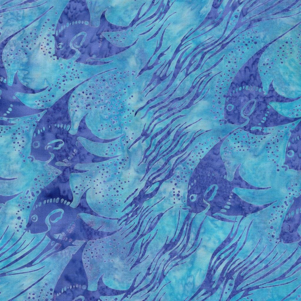 Serene Sea 10" Stack, Island Batik, Precut 10" Turquoise Blue Teal Purple Coastal Beach Shells Batik Layer Cake Fabric Squares