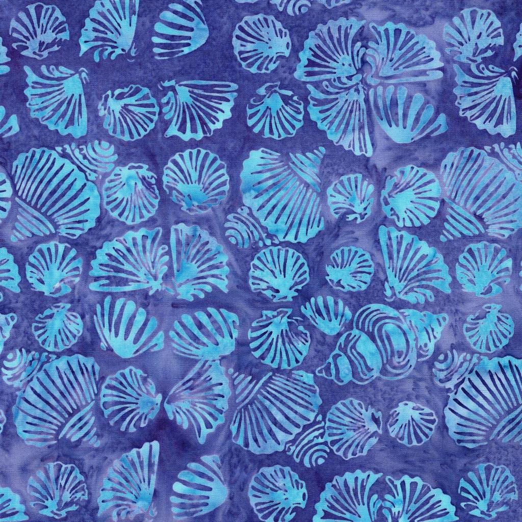 Serene Sea 10" Stack, Island Batik, Precut 10" Turquoise Blue Teal Purple Coastal Beach Shells Batik Layer Cake Fabric Squares